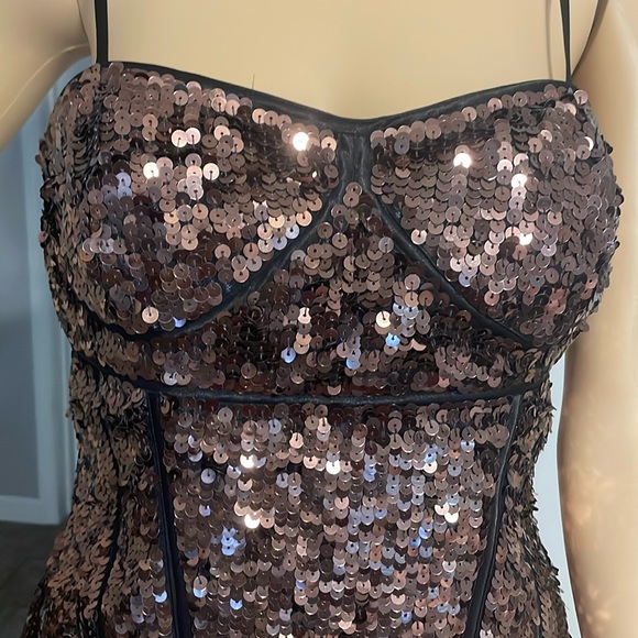 Cache Luxe Y2K Copper Corset Style Chic Blouse Medium - Picture 2 of 7